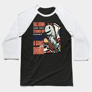 Skateboarding Dino Baseball T-Shirt